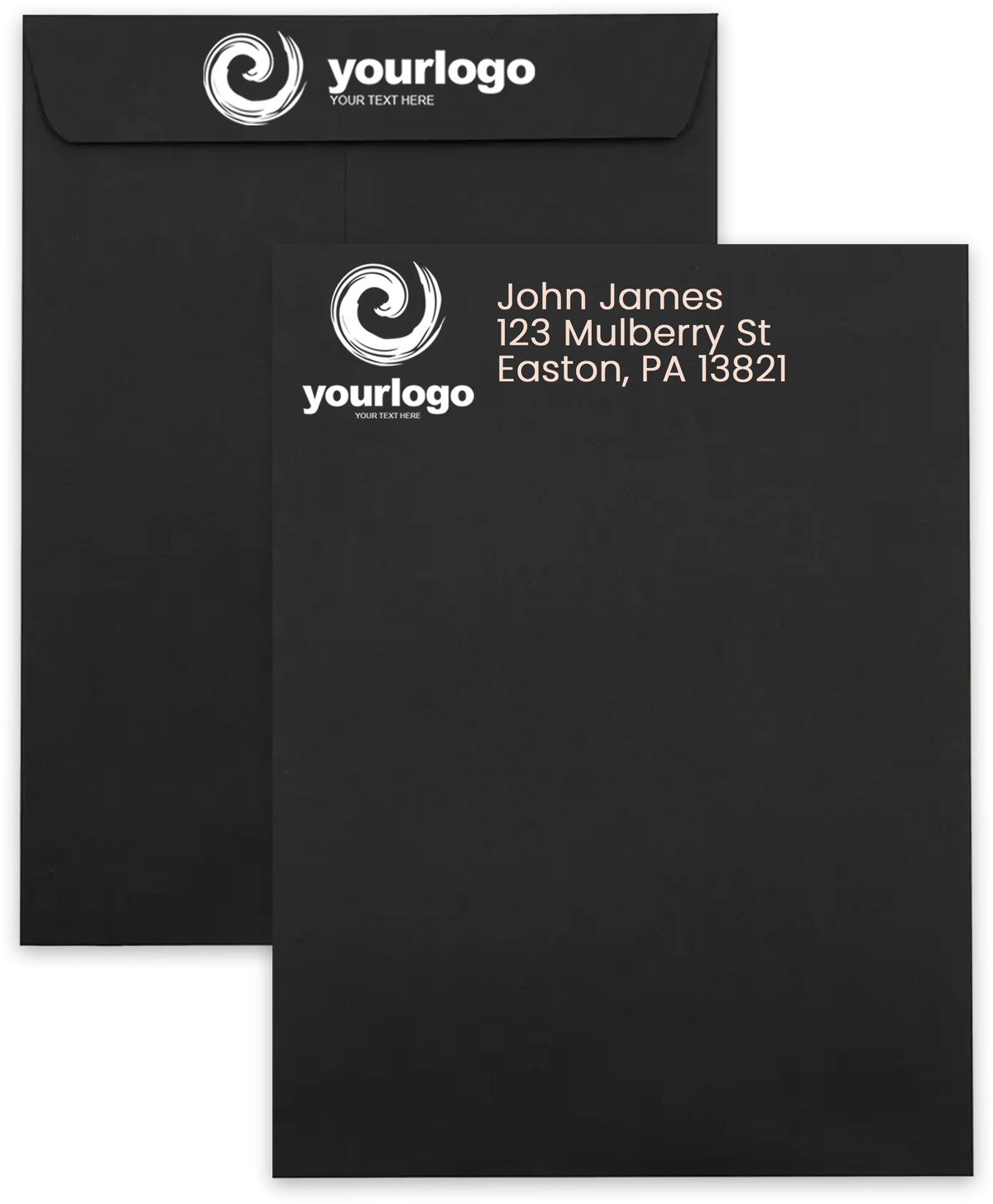 Smooth Midnight Black 28lb 9 x 12 Open End Envelopes with Peel & Seal