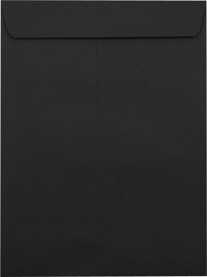 Smooth Midnight Black 28lb 9 x 12 Open End Envelopes with Peel & Seal