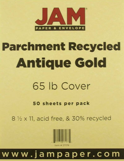 Antique Gold Parchment 65lb 8 1/2 x 11 Cardstock