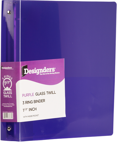 Purple Plastic 1 1/2 Inch 3-Ring Binder