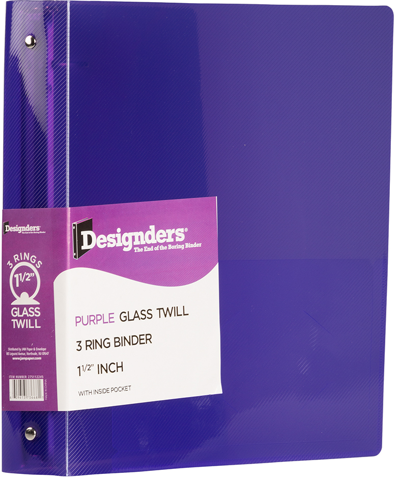 Purple Plastic 1 1/2 Inch 3-Ring Binder