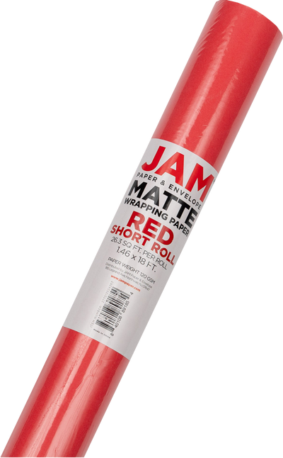 Red Matte Wrapping Paper - Short Mini Roll (26.3 Sq Ft)