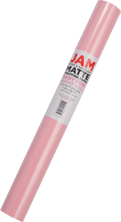Baby Pink Matte Wrapping Paper - Short Mini Roll (26.3 Sq Ft)