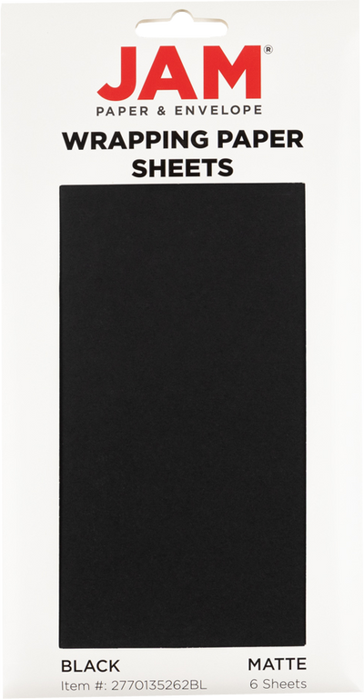 Black Matte 30" x 20" Wrapping Paper Sheets (25 Sq Ft Total Pack) - 6 Pack