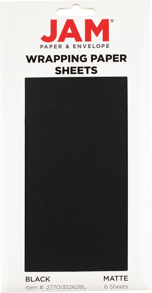 Black Matte 30" x 20" Wrapping Paper Sheets (25 Sq Ft Total Pack) - 6 Pack