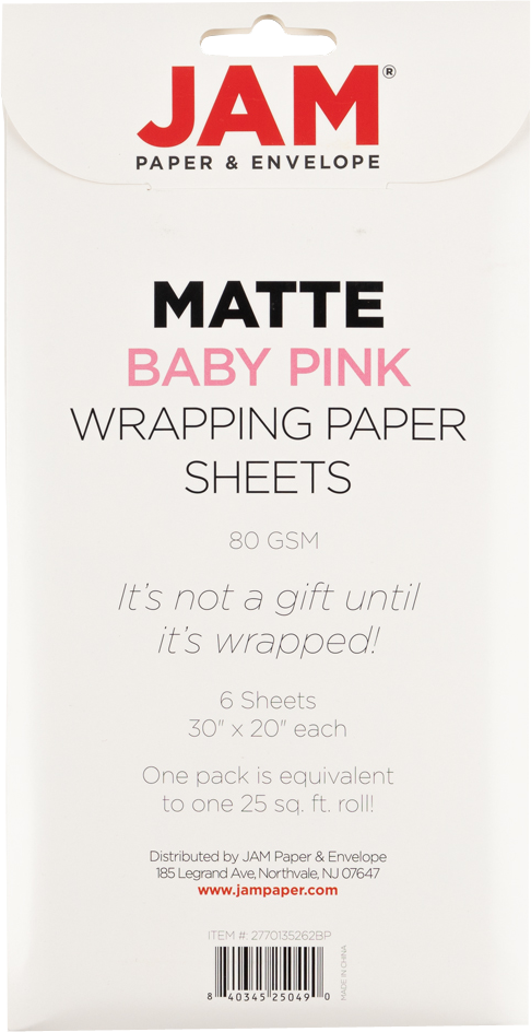 Baby Pink Matte 30" x 20" Wrapping Paper Sheets (25 Sq Ft Total Pack) - 6 Pack