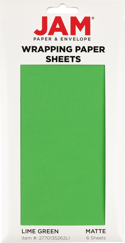 Lime Green Matte 30" x 20" Wrapping Paper Sheets (25 Sq Ft Total Pack) - 6 Pack