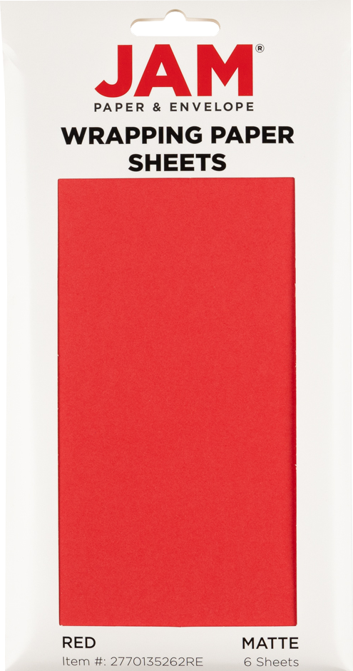 Red Matte 30" x 20" Wrapping Paper Sheets (25 Sq Ft Total Pack) - 6 Pack