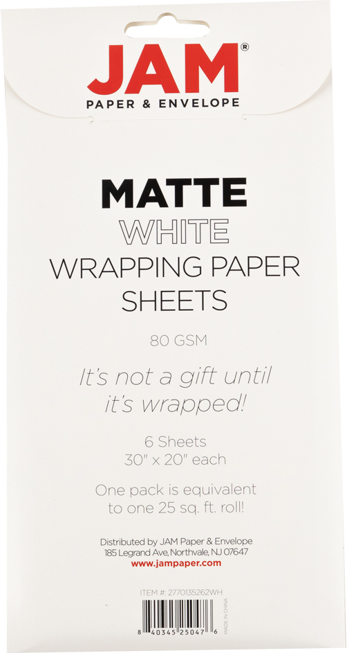 White Matte 30" x 20" Wrapping Paper Sheets (25 Sq Ft Total Pack) - 6 Pack