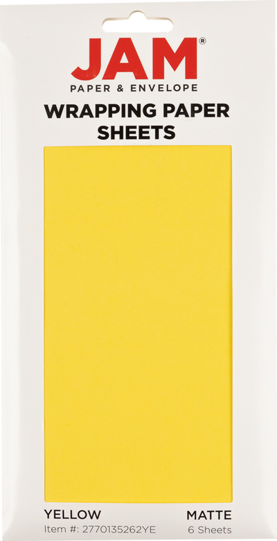 Yellow Matte 30" x 20" Wrapping Paper Sheets (25 Sq Ft Total Pack) - 6 Pack