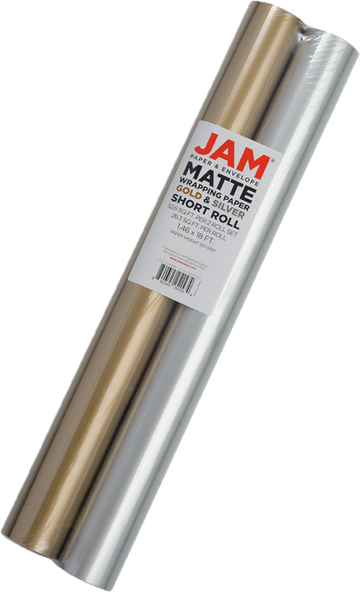 Silver and Gold Matte Wrapping Paper - Short Mini Roll (26.3 Sq Ft Each) - 2 Rolls