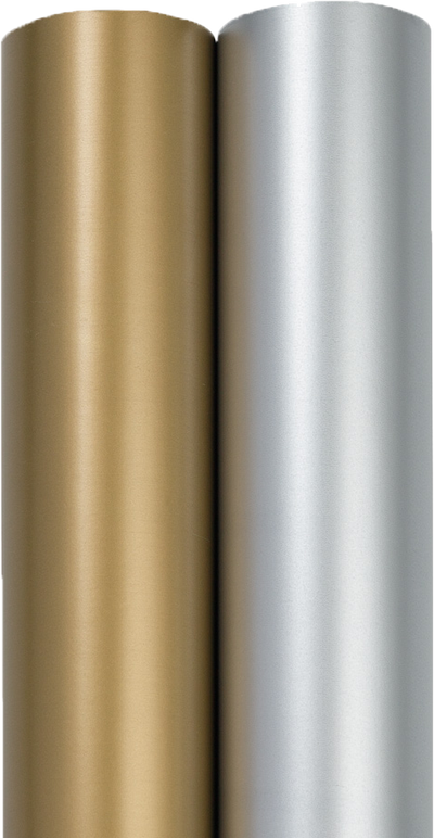 Silver and Gold Matte Wrapping Paper - Short Mini Roll (26.3 Sq Ft Each) - 2 Rolls