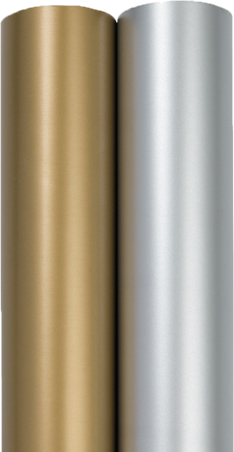 Silver and Gold Matte Wrapping Paper - Short Mini Roll (26.3 Sq Ft Each) - 2 Rolls