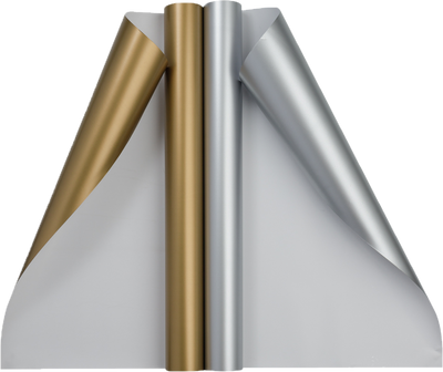 Silver and Gold Matte Wrapping Paper - Short Mini Roll (26.3 Sq Ft Each) - 2 Rolls