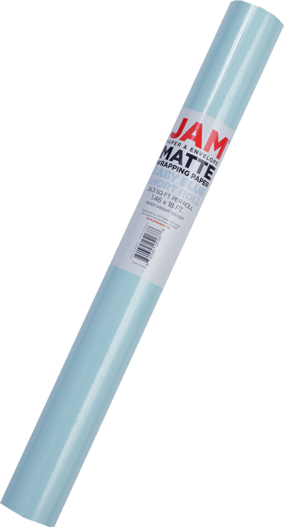 Baby Blue Matte Wrapping Paper - Short Mini Roll (26.3 Sq Ft)