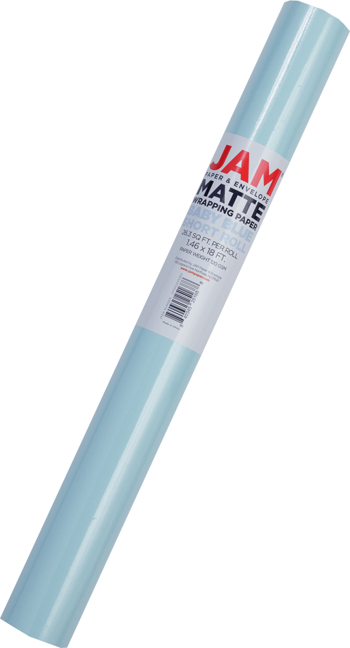 Baby Blue Matte Wrapping Paper - Short Mini Roll (26.3 Sq Ft)