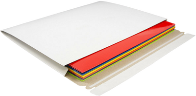 White 130lb 12 1/2 x 9 1/2 x 1 Photo Mailer Envelopes with Peel & Seal