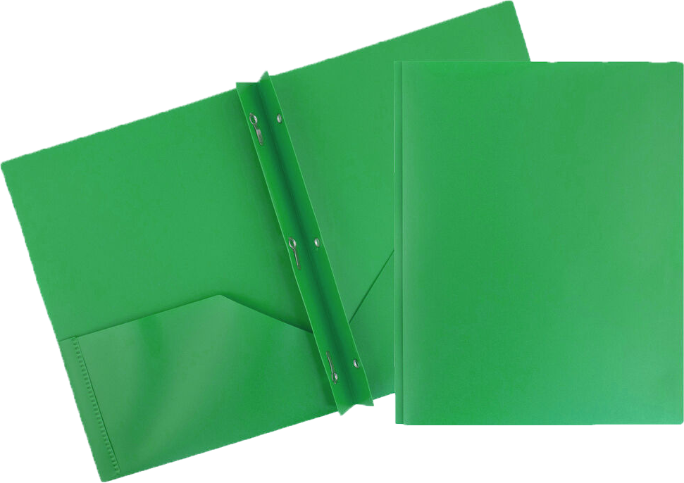 Green 9 x 12 Plastic Pop Folders with Clasp