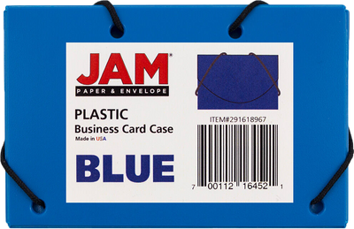 Blue Solid Plastic Business Card Case - 20 Card Capacity