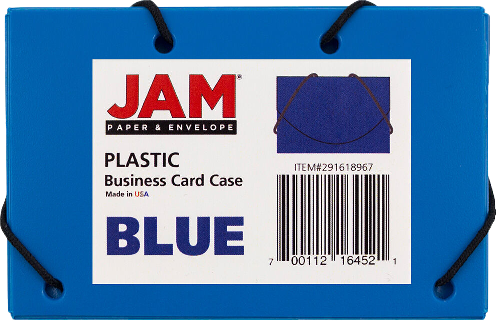 Blue Solid Plastic Business Card Case - 20 Card Capacity