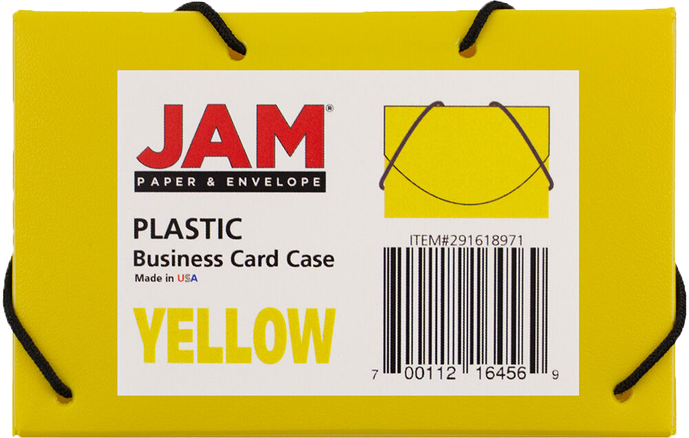 Yellow Solid Plastic Business Card Case - 20 Card Capacity