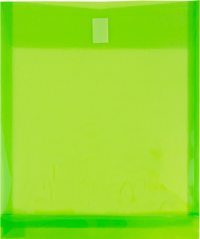 Lime Green Letter Open End with 1" Expansion Plastic Envelopes (9 3/4 x 11 3/4) with Hook and Loop Closure