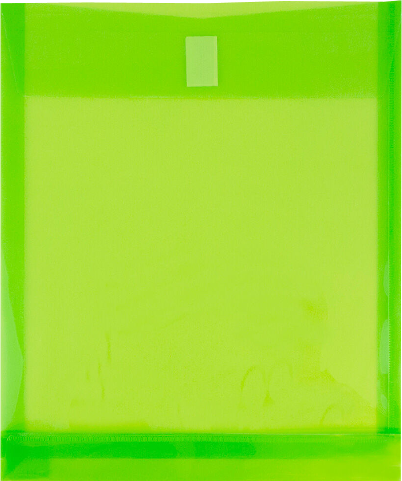 Lime Green Letter Open End with 1" Expansion Plastic Envelopes (9 3/4 x 11 3/4) with Hook and Loop Closure