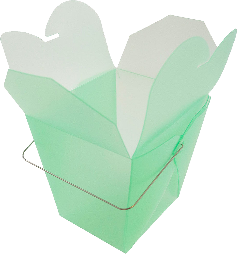 Green Large Plastic Chinese Takeout Containers (4 x 3 1/2 x 4)