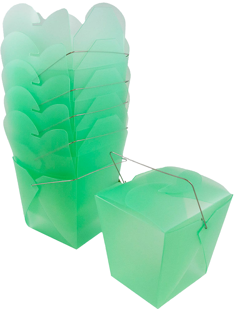 Green Large Plastic Chinese Takeout Containers (4 x 3 1/2 x 4)