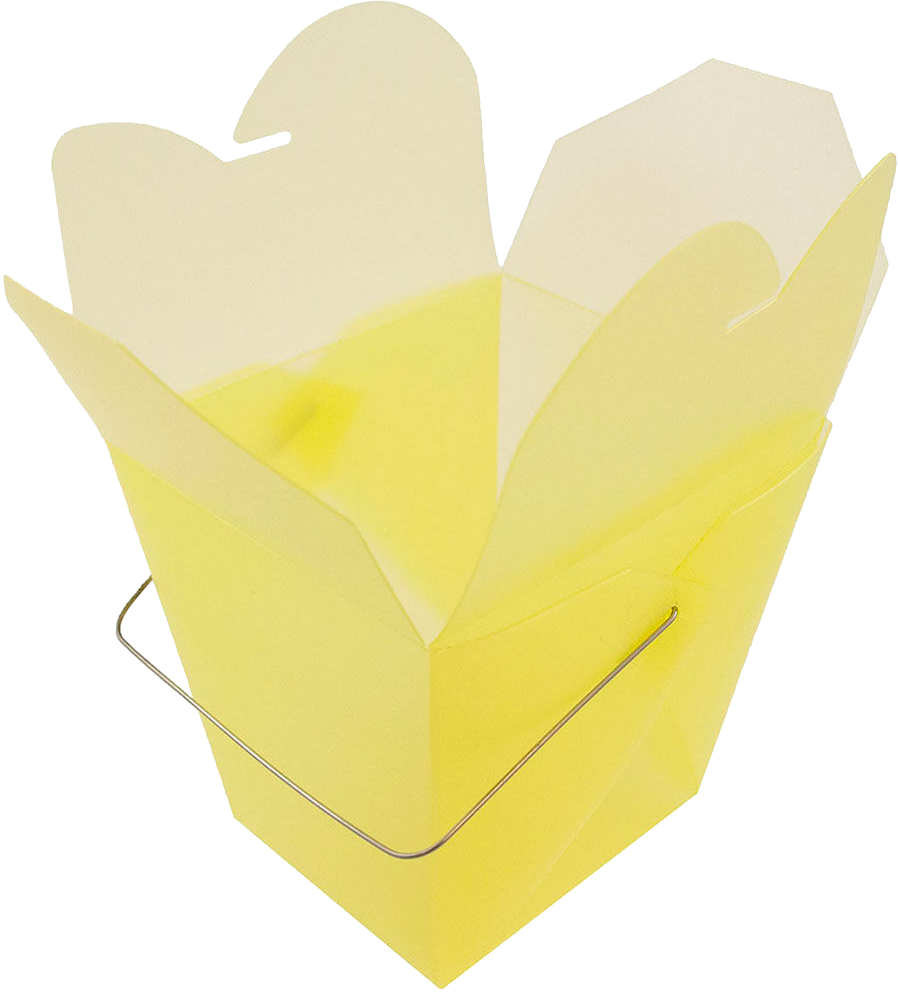 Yellow Large Plastic Chinese Takeout Containers (4 x 3 1/2 x 4)