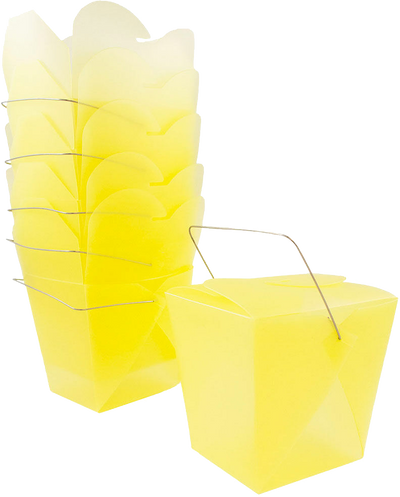 Yellow Large Plastic Chinese Takeout Containers (4 x 3 1/2 x 4)