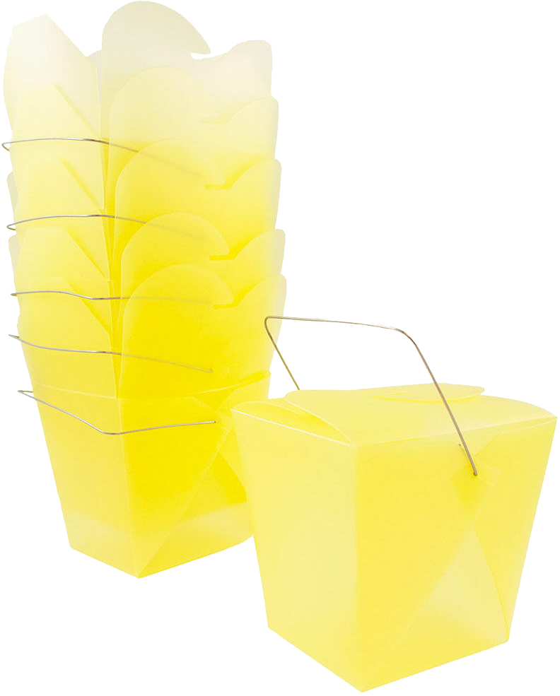 Yellow Large Plastic Chinese Takeout Containers (4 x 3 1/2 x 4)