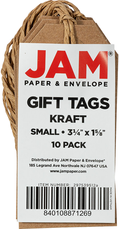 Brown Kraft Small Gift Tags (3 1/4 x 1 5/8) - 10 Pack