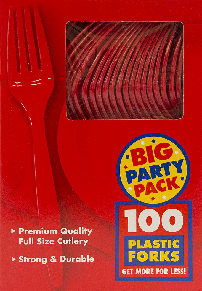Red Plastic Forks - 100 Pack