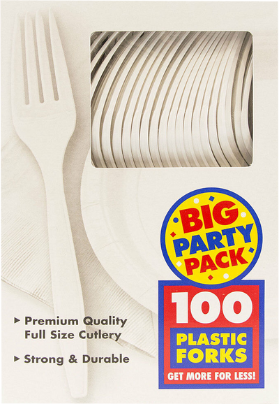 White Plastic Forks - 100 Pack