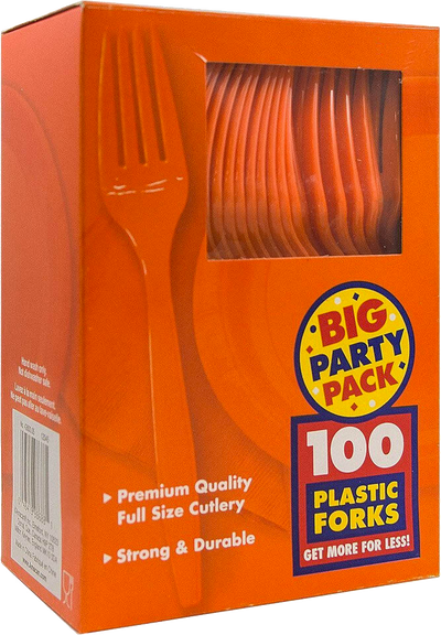 Orange Plastic Forks - 100 Pack