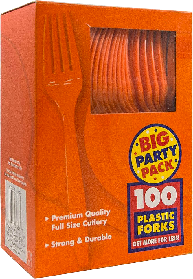 Orange Plastic Forks - 100 Pack