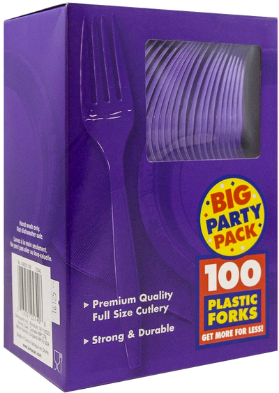 Purple Plastic Forks - 100 Pack