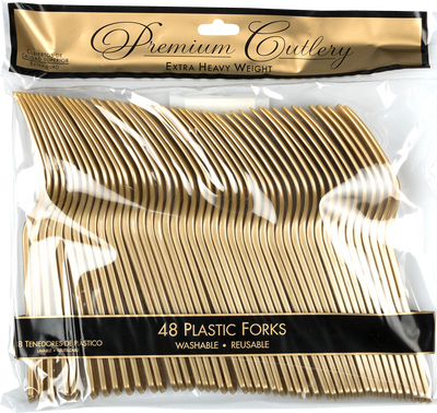 Gold Plastic Forks - 50 Pack