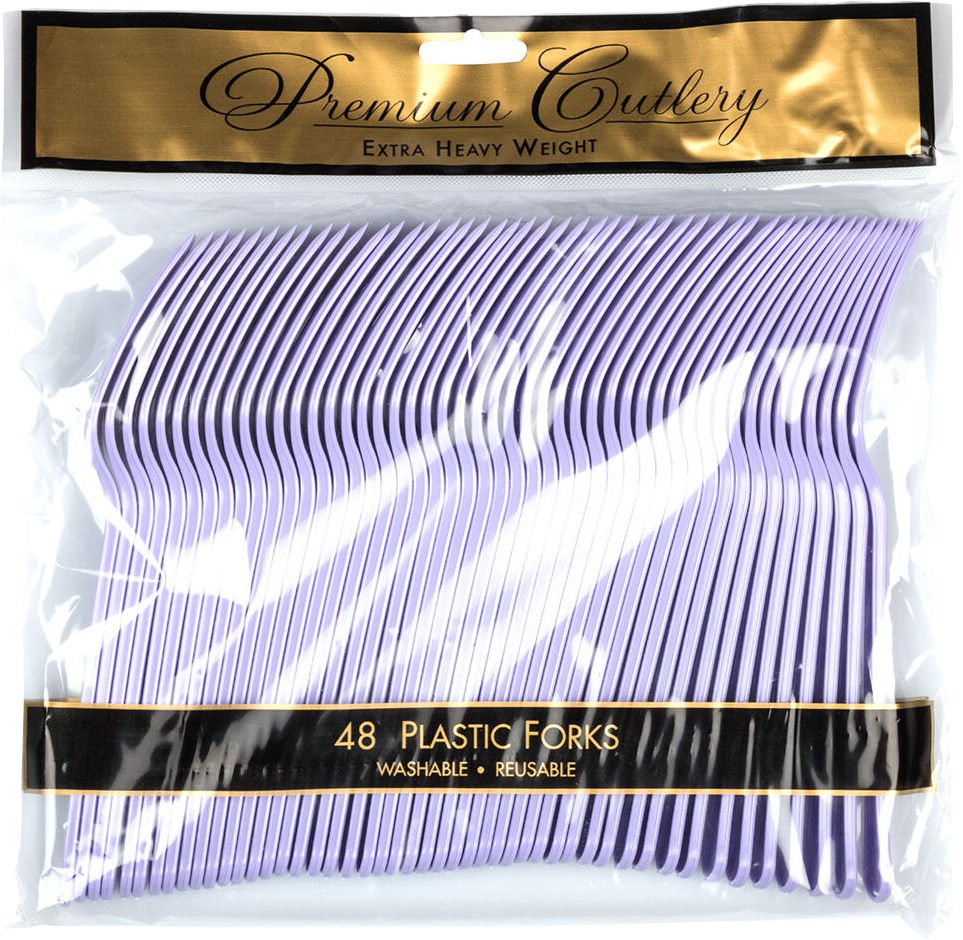 Light Purple Lilac Plastic Forks - 50 Pack