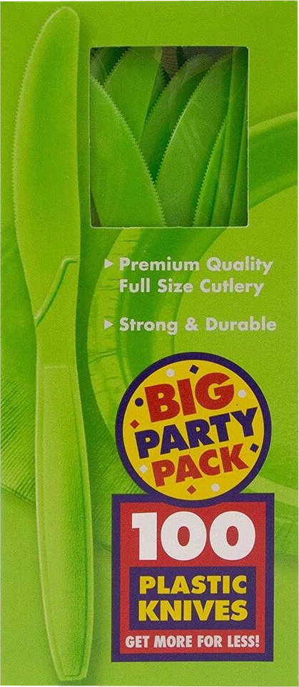 Lime Green Plastic Knives - 100 Pack