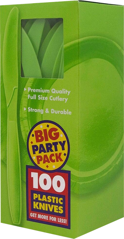 Lime Green Plastic Knives - 100 Pack