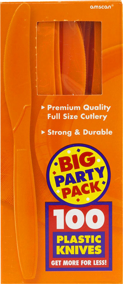 Orange Plastic Knives - 100 Pack