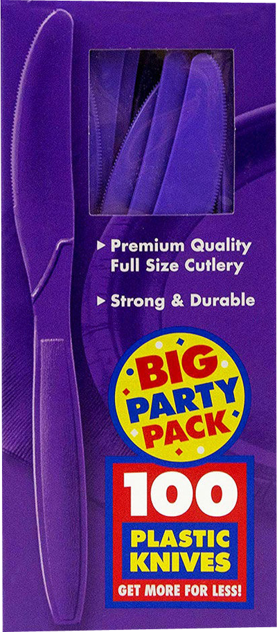 Purple Plastic Knives - 100 Pack