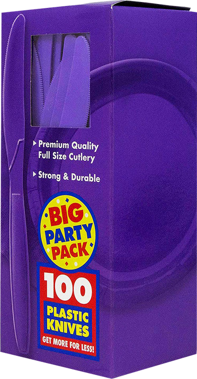 Purple Plastic Knives - 100 Pack