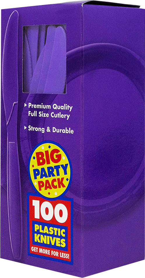 Purple Plastic Knives - 100 Pack