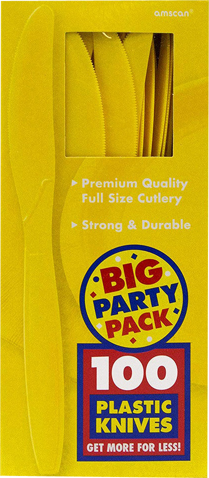 Yellow Plastic Knives - 100 Pack