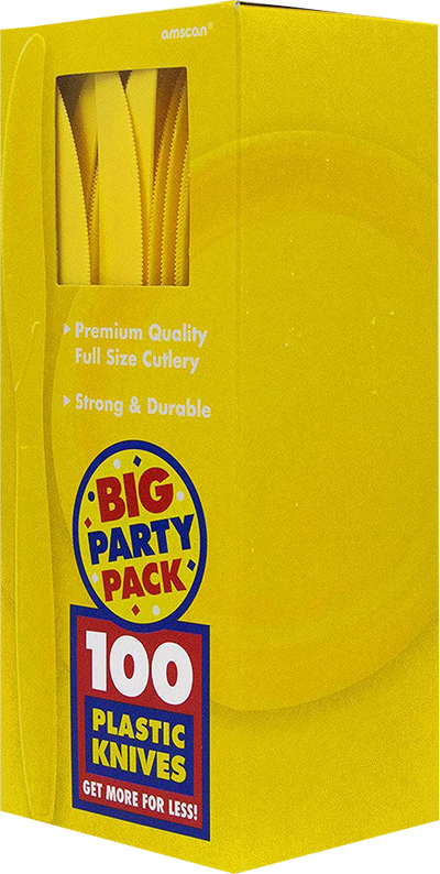 Yellow Plastic Knives - 100 Pack