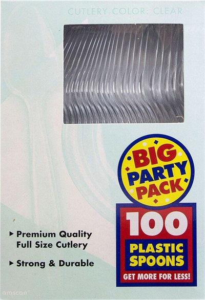 Clear Plastic Spoons - 100 Pack