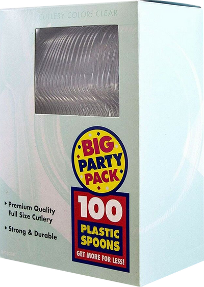 Clear Plastic Spoons - 100 Pack